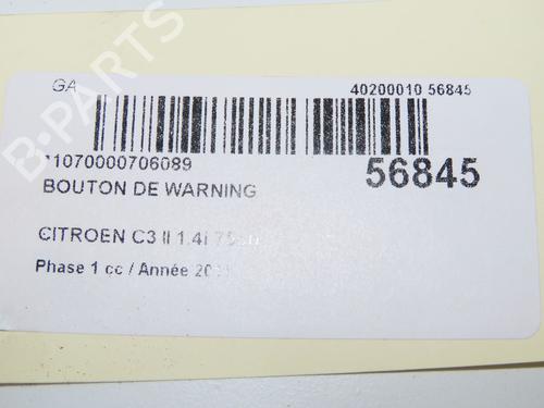 Bouton de warning CITROËN C3 II (SC_) 1.4 LPG (73 hp) 31984591