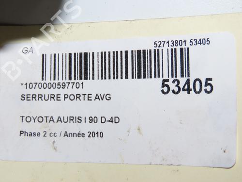 Venstre fortil lås TOYOTA AURIS (_E15_) 1.4 D-4D (NDE150_, NDE150R) (90 hp) 32872972