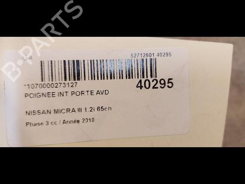 Used Front right interior door handle NISSAN MICRA III (K12) 1.2 16V (65 hp) 9612886
