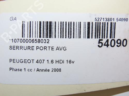 Front left lock PEUGEOT 407 (6D_) 1.6 HDi 110 (6D9HZC, 6D9HYC) | BP28968854C98 