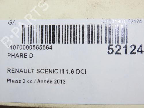 Right headlight RENAULT SCÉNIC III (JZ0/1_) 1.6 dCi (JZ00, JZ12) | BP28832454C29 
