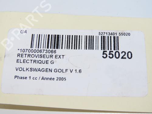 Bakspejl venstre VW GOLF V (1K1) 1.6 FSI (115 hp) 31692763
