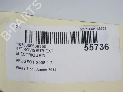 Bakspejl Højre PEUGEOT 2008 I (CU_) 1.6 VTi (120 hp) 31179735