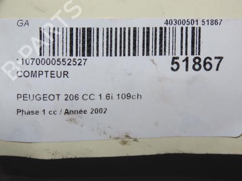 Used Instrument cluster PEUGEOT 206 CC (2D) 1.6 16V (2DNFUF, 2DNFUR) (109 hp) 28830460
