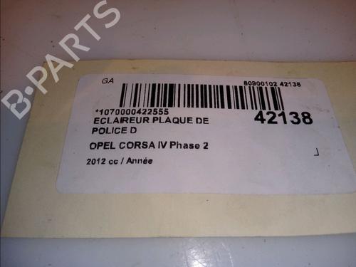 Used Licence plate light OPEL CORSA D (S07) 1.3 CDTI (L08, L68) (75 hp) 14880558