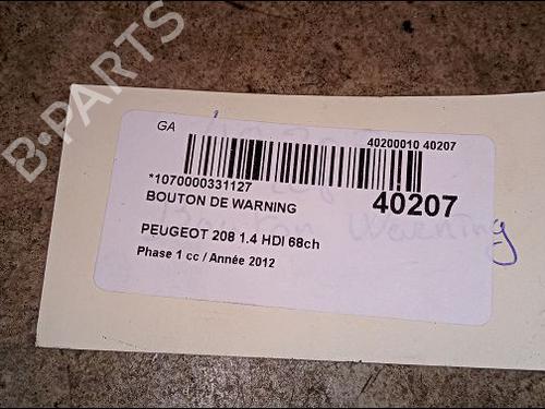 Used Warning switch PEUGEOT 208 I (CA_, CC_) 1.4 HDi (68 hp) 9619227