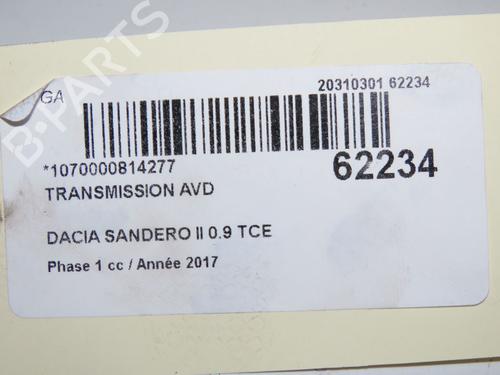 Used Right front driveshaft Right front driveshaft DACIA SANDERO II TCe 90 (B8M1, B8MA, B8AC) (90 hp) 40554243 40554243