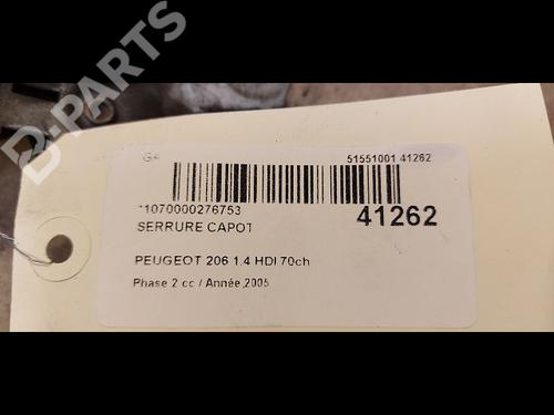Hood lock PEUGEOT 206 Hatchback (2A/C) 1.4 HDi eco 70 | BP9613611C133 