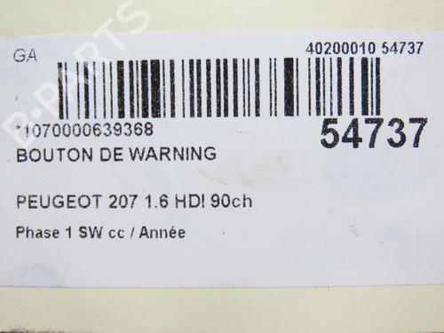 Warning switch PEUGEOT 207 SW (WK_) 1.6 HDi | BP28967800I22 