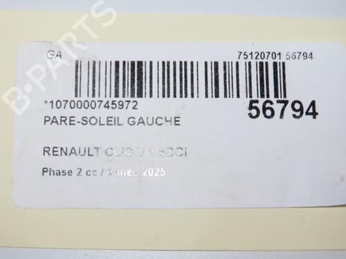 Used Left sun visor Left sun visor RENAULT CLIO V (B7_) 1.5 Blue dCi 100 (B7AD) (101 hp) 33998904 33998904