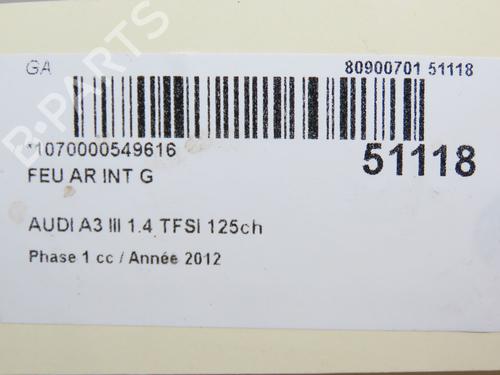 Left tailgate light AUDI A3 (8V1, 8VK) 1.4 TFSI | BP26404442C79 