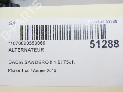 Alternator DACIA SANDERO II 1.0 SCe 75 (B8JC, B8JD, B8NC) | BP19319433M7 