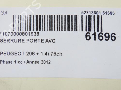 Used Front left lock Front left lock PEUGEOT 206+ (2L_, 2M_) 1.4 i (73 hp) 39938083 39938083