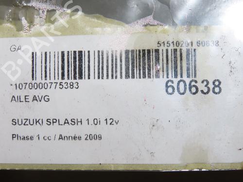 Used Left front fenders Left front fenders SUZUKI SPLASH (EX) 1.0 (A5B310) (65 hp) 40205516 40205516