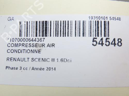 Used AC compressor RENAULT SCÉNIC III (JZ0/1_) 1.6 dCi (JZ00, JZ12) (130 hp) 30265362