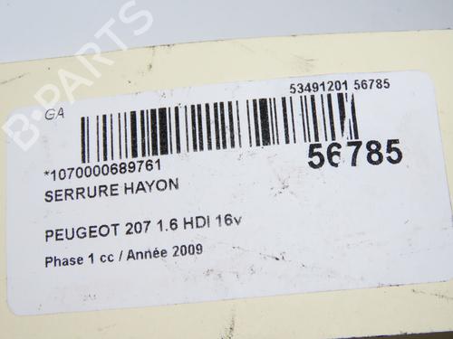 Used Tailgate lock Tailgate lock PEUGEOT 207 (WA_, WC_) 1.6 HDi (109 hp) 31692775 31692775