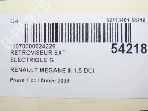 Używane Lusterko boczne lewe RENAULT MEGANE III Hatchback (BZ0/1_, B3_) 1.5 dCi (106 hp) 28831492