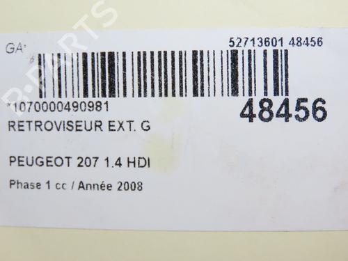 Left mirror PEUGEOT 207 (WA_, WC_) 1.4 HDi | BP28831537C26 