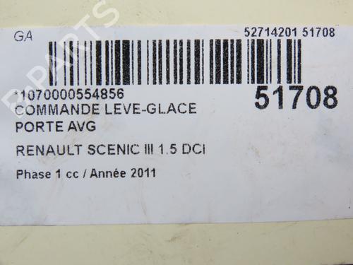 Left front window switch RENAULT SCÉNIC III (JZ0/1_) 1.5 dCi | BP28831718I27 