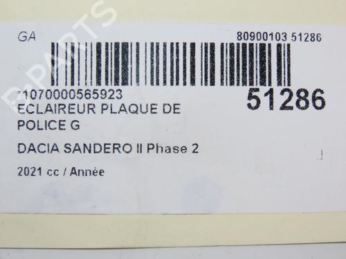 Used Licence plate light DACIA SANDERO III 1.0 TCe 90 (91 hp) 20340132