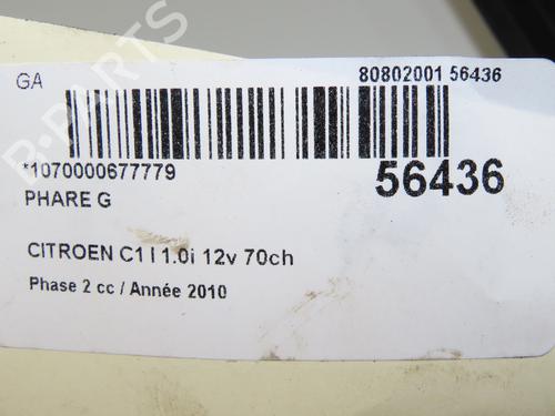 Phare gauche CITROËN C1 (PM_, PN_) 1.0 (68 hp) 31912198