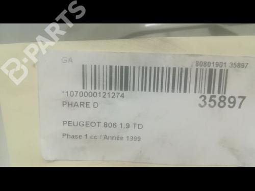 Right headlight PEUGEOT 806 (221) 1.9 TD | BP9598323C29 