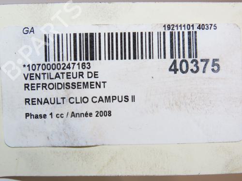 Used Radiator fan RENAULT CLIO II (BB_, CB_) 1.5 dCi (B/CB3M) (64 hp) 11425595