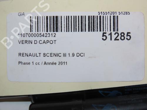 Hood lift support RENAULT SCÉNIC III (JZ0/1_) 1.9 dCi (JZ0J, JZ1J, JZ1K, JZ1S) | BP28968398C139 