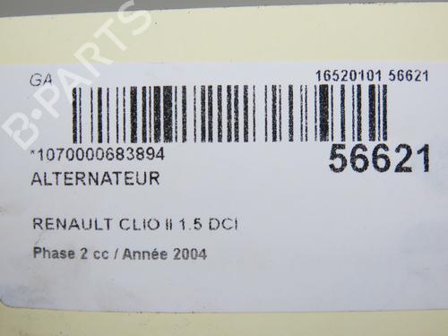 Generator RENAULT CLIO II (BB_, CB_) 1.5 dCi (B/CB07) (65 hp) 30630829