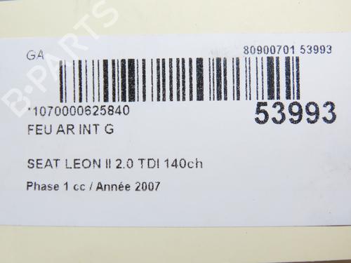Left tailgate light SEAT LEON (1P1) 2.0 TDI 16V | BP28832622C79 