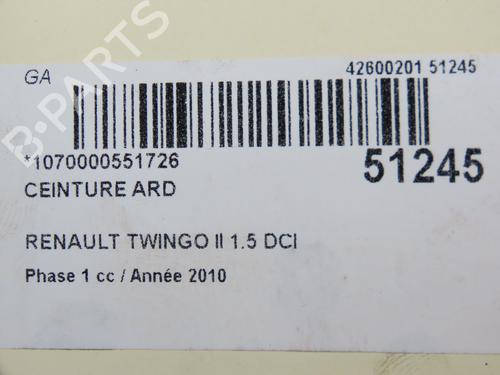 Høyre bak beltestrammer RENAULT TWINGO II (CN0_) 1.5 dCi (CN0E) (64 hp) 28830636