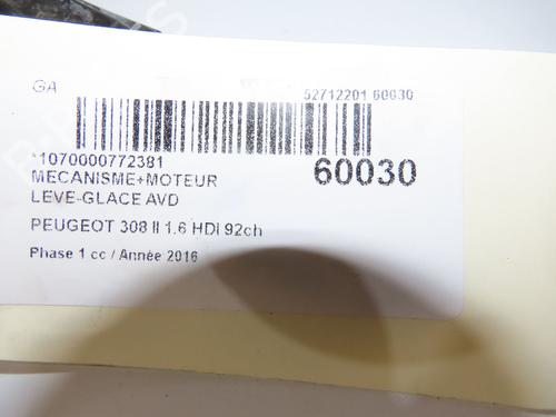 Used Front right window mechanism Front right window mechanism PEUGEOT 308 II (LB_, LP_, LW_, LH_, L3_) 1.6 HDi 100 (99 hp) 39084080 39084080