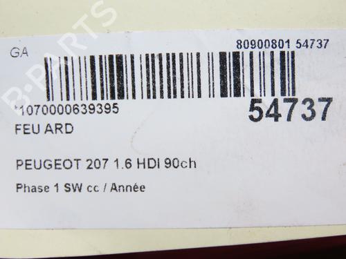 Right taillight PEUGEOT 207 SW (WK_) 1.6 HDi | BP28832740C35 