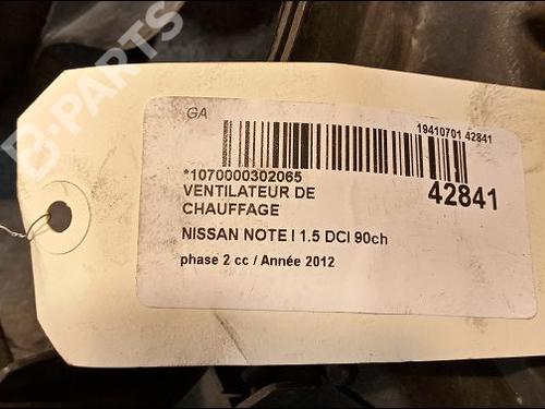 Heater blower motor NISSAN NOTE (E11, NE11) 1.5 dCi | BP9616692M62 