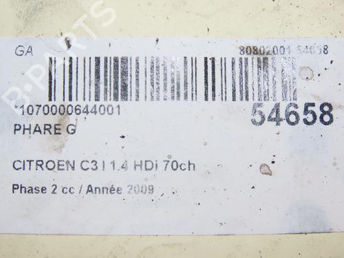Phare gauche CITROËN C3 I (FC_, FN_) 1.4 HDi (68 hp) 30486428
