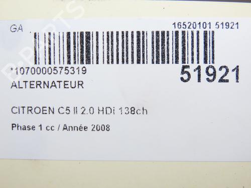 Alternator CITROËN C5 III (RD_) 2.0 HDi (RDRHD8, RDRHDJ, RDRHR8, RDRHRJ) | BP28967062M7 