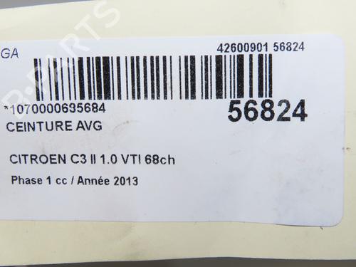 Front left seatbelt CITROËN C3 II (SC_) 1.0 VTi 68 | BP31605881I26 - Image 7