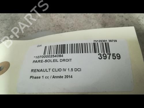 Used Right sun visor RENAULT CLIO IV (BH_) 1.5 dCi 75 (75 hp) 9610143
