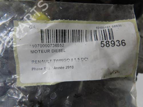 Used Engine Engine RENAULT TWINGO II (CN0_) 1.5 dCi (CN0U) (84 hp) 39541885 39541885