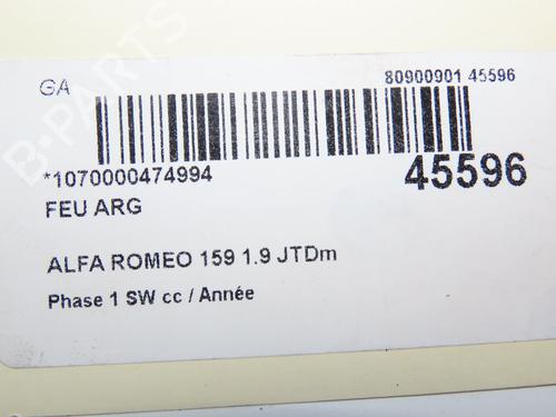 Left taillight ALFA ROMEO 159 Sportwagon (939_) 1.9 JTDM 8V (939BXE1B) | BP31121236C34