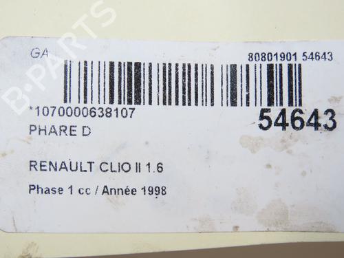 Scheinwerfer rechts für RENAULT CLIO II (BB_, CB_) 1.6 (B/CB0D, BB00) (90 hp) 29294220