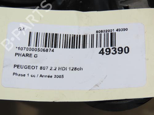 Left headlight PEUGEOT 807 (EB_) 2.2 HDi | BP17868669C28 