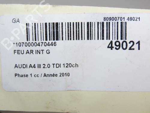 Venstre baglygte bagklap AUDI A4 B8 (8K2) 2.0 TDI (120 hp) 31121209