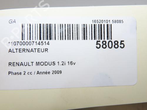 Generator Generator RENAULT MODUS / GRAND MODUS (F/JP0_) 1.2 (JP0C, JP0K, FP0C, FP0K, FP0P, JP0P, JP0T) (75 hp) 39660477 39660477