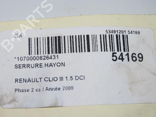 Used Tailgate lock RENAULT CLIO III (BR0/1, CR0/1) 1.5 dCi (BR17, CR17) (86 hp) 31274439