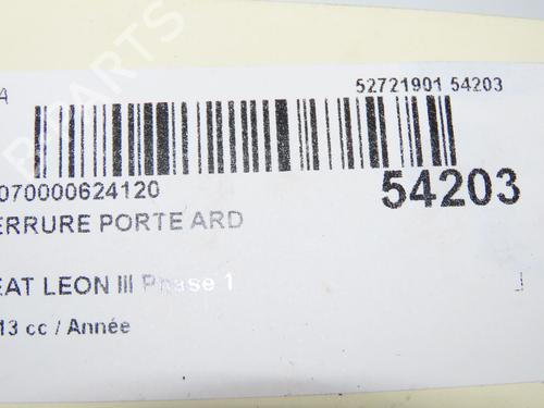 Used Rear right lock SEAT LEON (5F1) 1.2 TSI (105 hp) 29601121