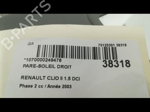 Used Right sun visor RENAULT CLIO II (BB_, CB_) 1.5 dCi (B/CB07) (65 hp) 23177457