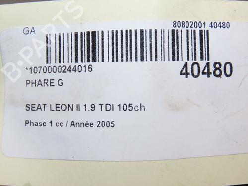 Used Left headlight SEAT LEON (1P1) 1.9 TDI (105 hp) 28832510