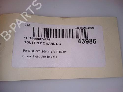 Used Warning switch PEUGEOT 208 I (CA_, CC_) 1.2 VTI 82 (82 hp) 11100761