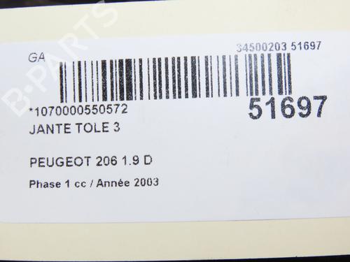 Rim PEUGEOT 206 Hatchback (2A/C) 1.9 D | BP19162168C45 